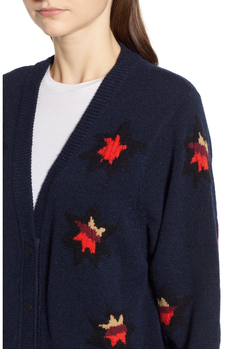 Stars Cardigan, Alternate, color, NAVY W/ RED STARS