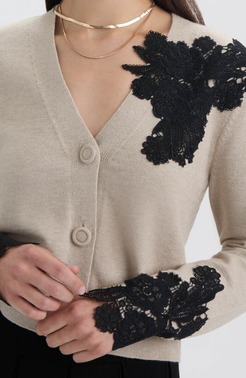 Nvlt Women's Button Front Cardigan With Lace In Gray