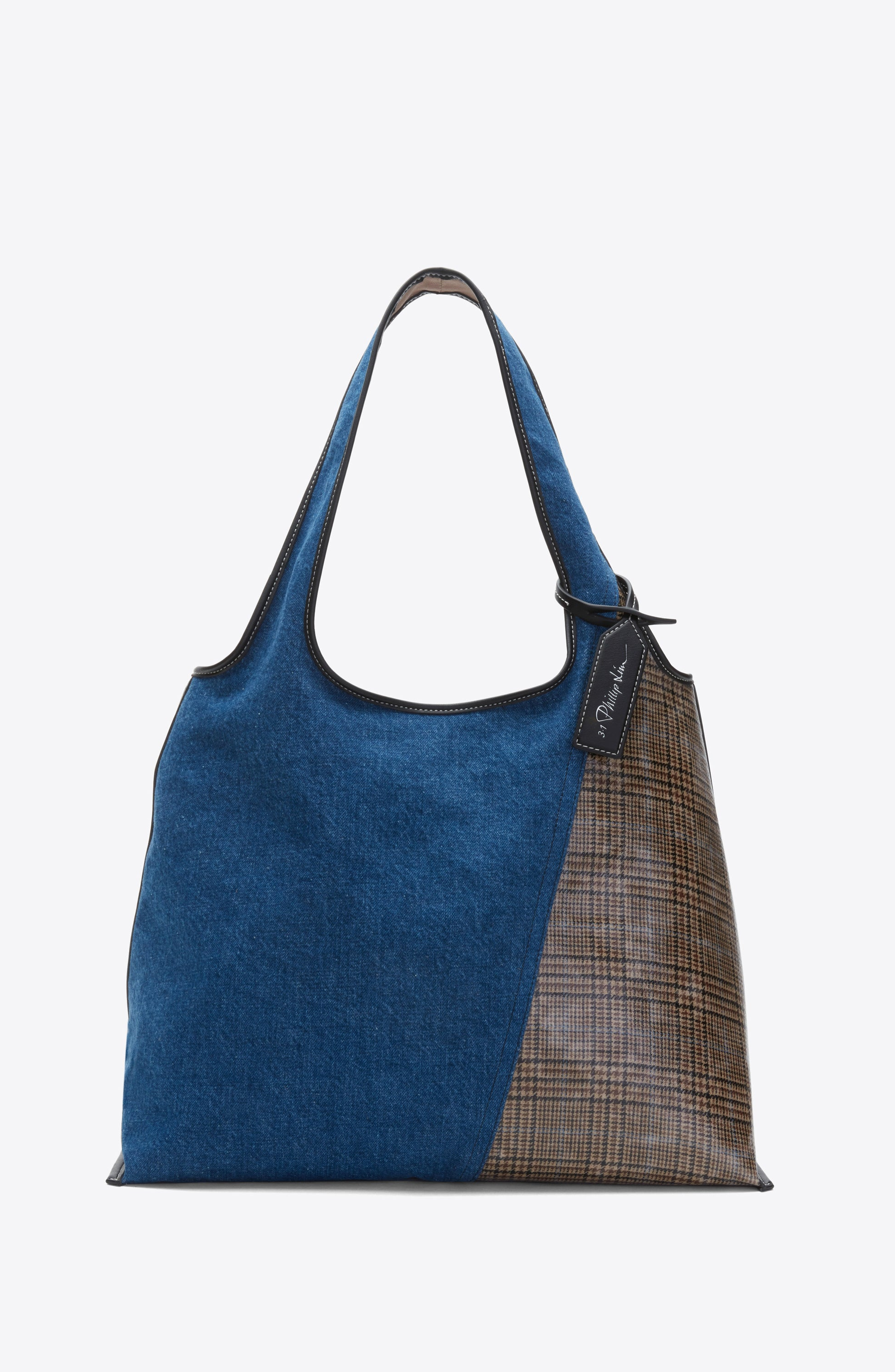 3.1 Phillip Lim Patchwork Denim Market Tote, Main, color, Indigo Multi