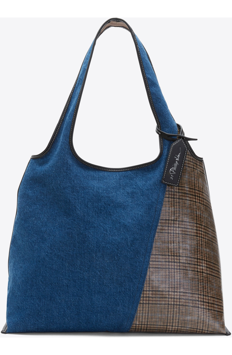 3.1 Phillip Lim Patchwork Denim Market Tote, Main, color, Indigo Multi