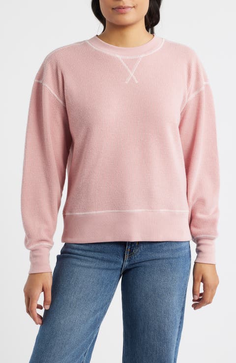 Contrast Stitch Waffle Knit Sweatshirt