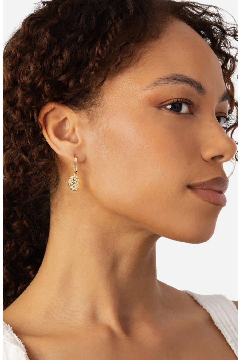 Hammered Disc Huggie Hoop Earrings, Alternate, color, GOLD