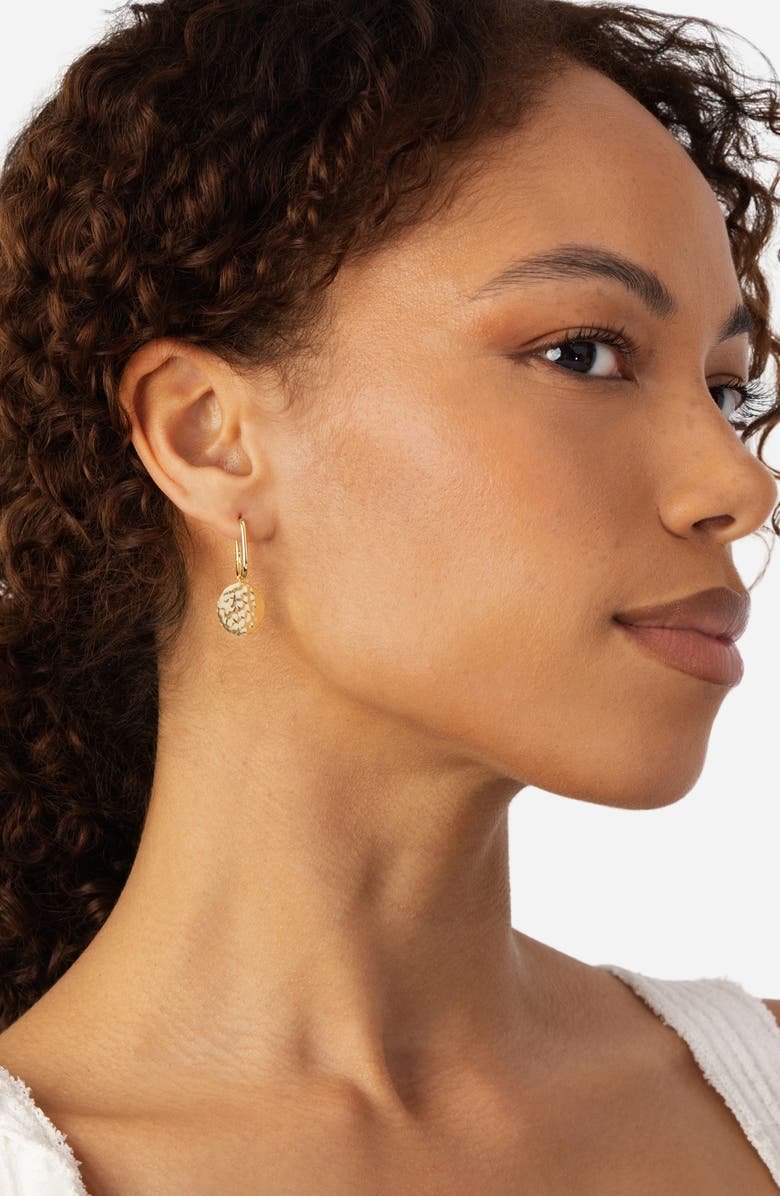 ATHRA LUXE Hammered Disc Huggie Hoop Earrings, Alternate, color, Gold