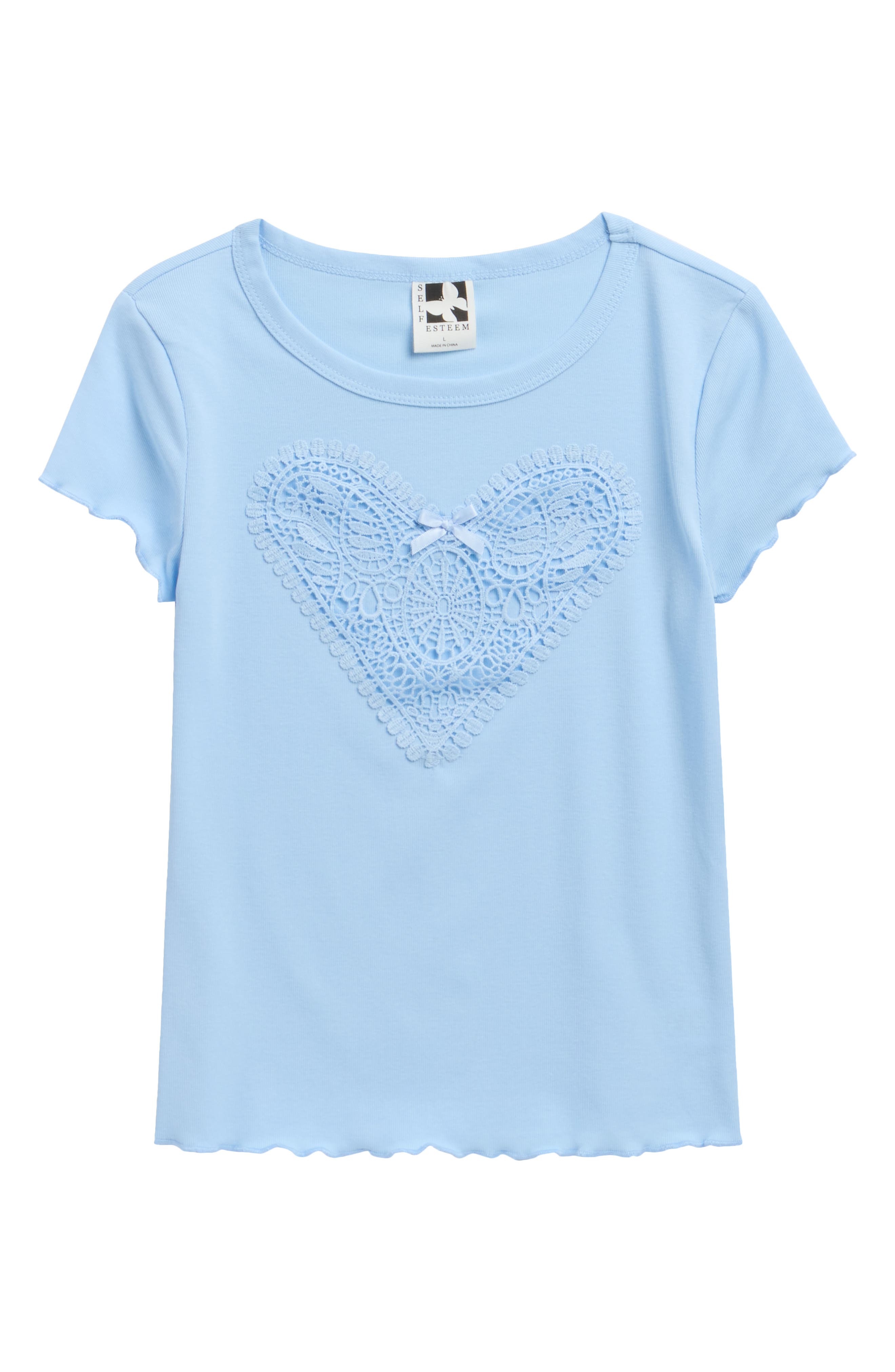SELF ESTEEM Kids' Heart Lace Appliqué Baby T-Shirt