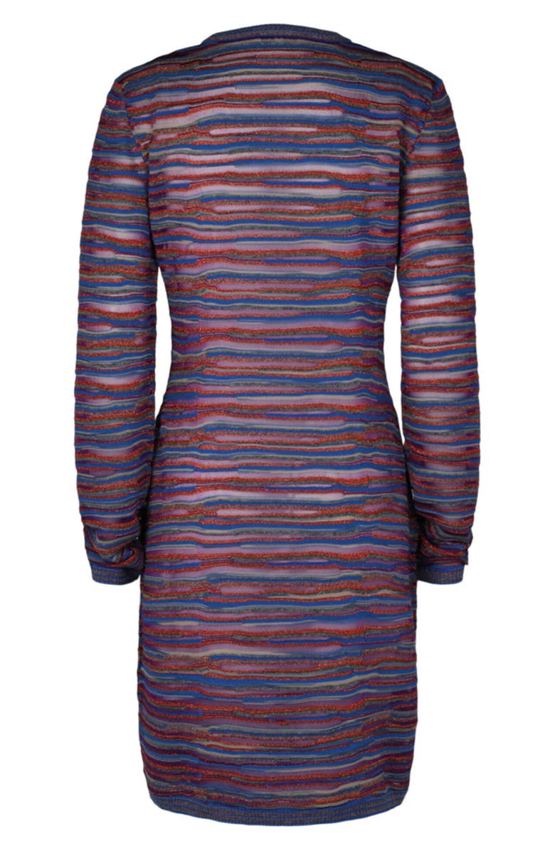 M Missoni Stripe Long Sleeve Wool Blend Knit Minidress, Alternate, color, Multi Purple Red Blue Grey