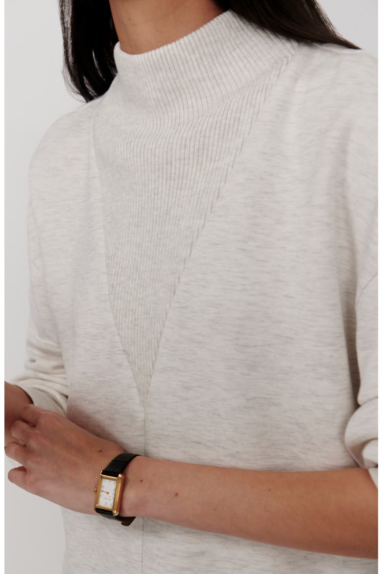 Novi Longline Mock Neck Sweatshirt, Alternate, color, IVORY MARL