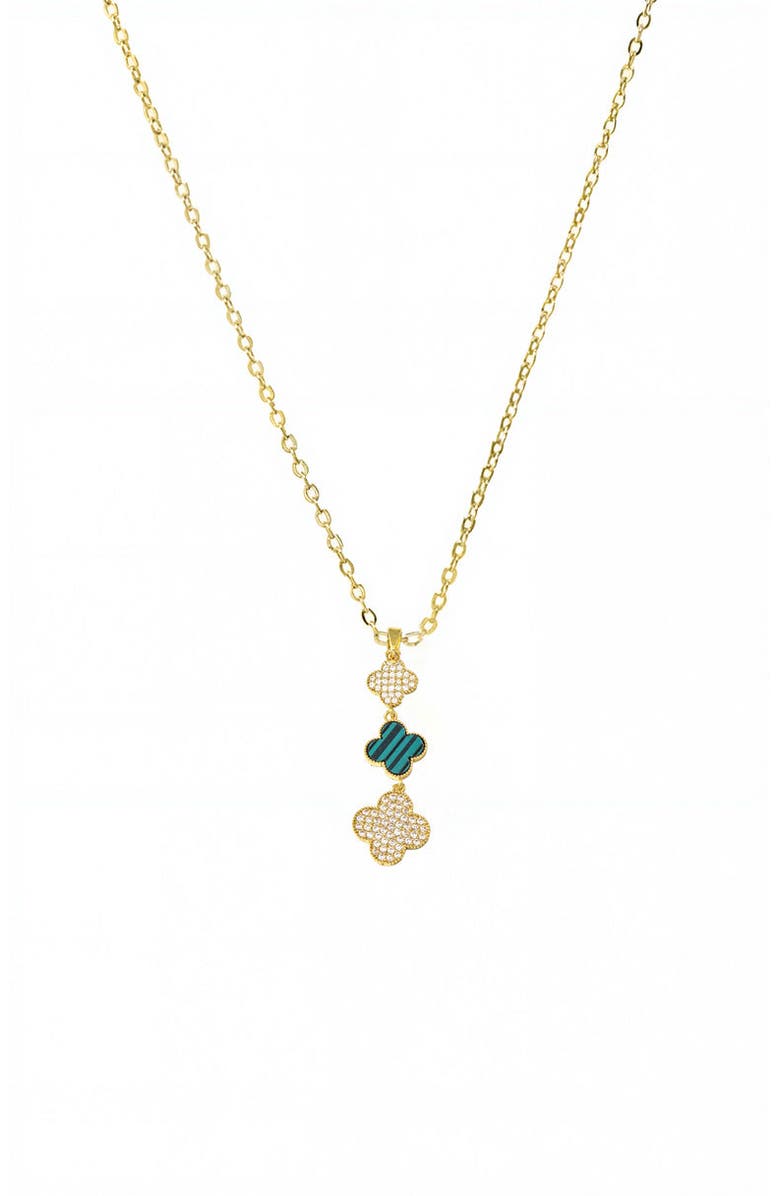 BY ADINA EDEN Triple Pave & Colored Stone Drop Clover Necklace, Main, color, 