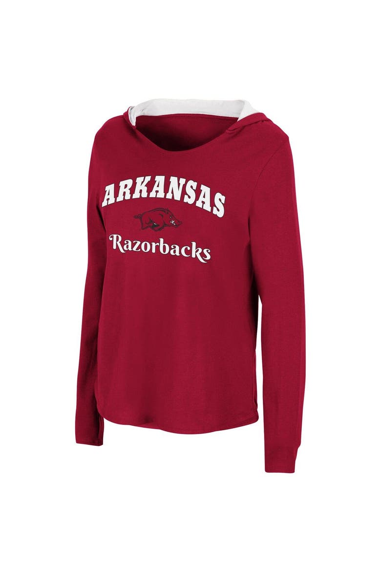 Women's Colosseum Cardinal Arkansas Razorbacks Catalina Hoodie Long Sleeve T-Shirt, Alternate, color, Cardinal