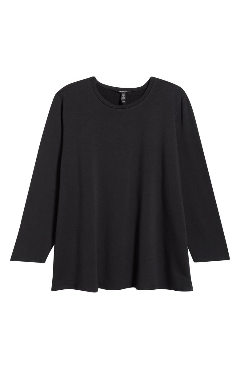 Eileen Fisher Crewneck Terry Tunic Top, Alternate, color, Black