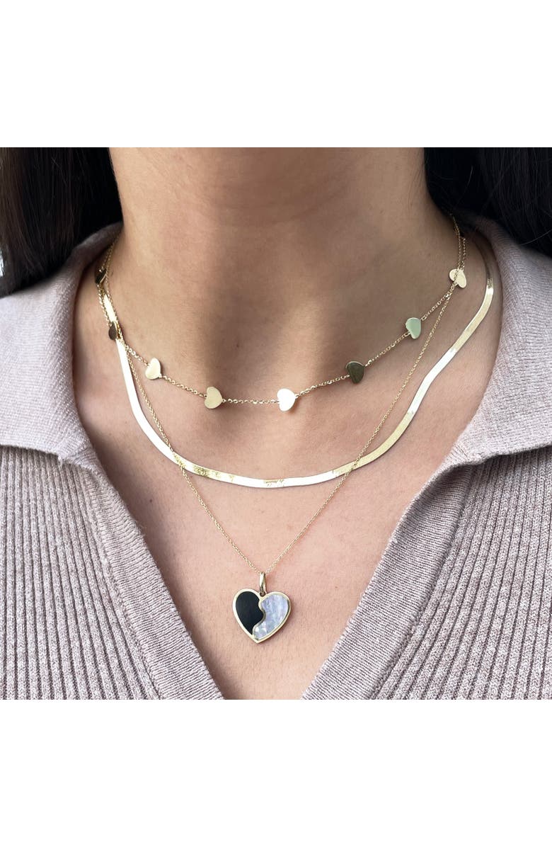 The Lovery Fine Jewelry Gold Heart Station Necklace, Alternate, color, Yellow Gold