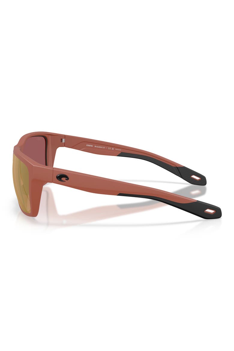58mm Broadbill II Polarized Rectangle Sunglasses, Alternate, color, MATTE TERRA COTTA / GOLD 580G
