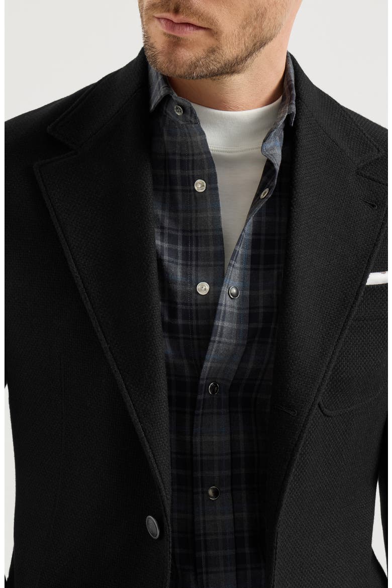 Cashmere Panama deconstructed blazer with patch pockets, Alternate, color, Black