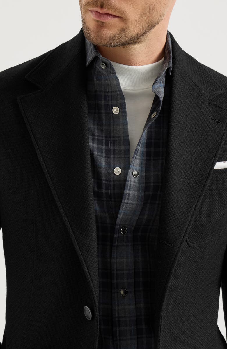 Brunello Cucinelli Cashmere Panama deconstructed blazer with patch pockets, Alternate, color, Black