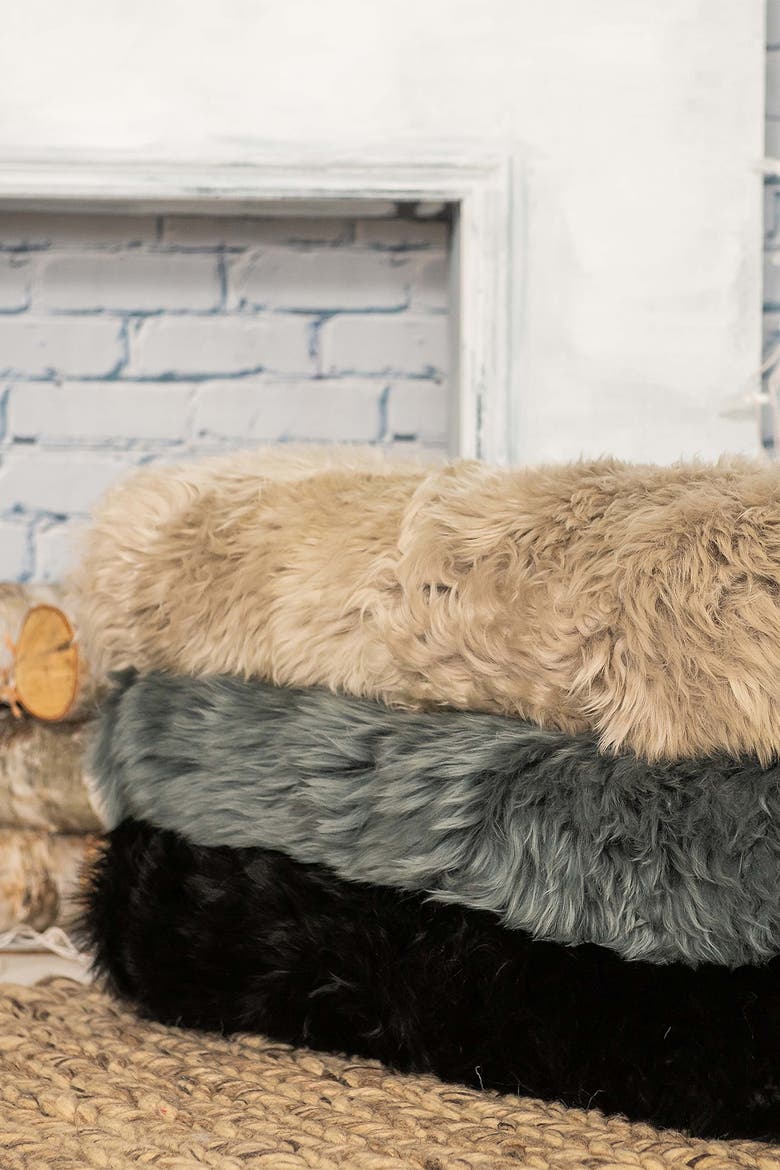 New Zealand Rectangular Sheepskin Throw, Alternate, color, GREY
