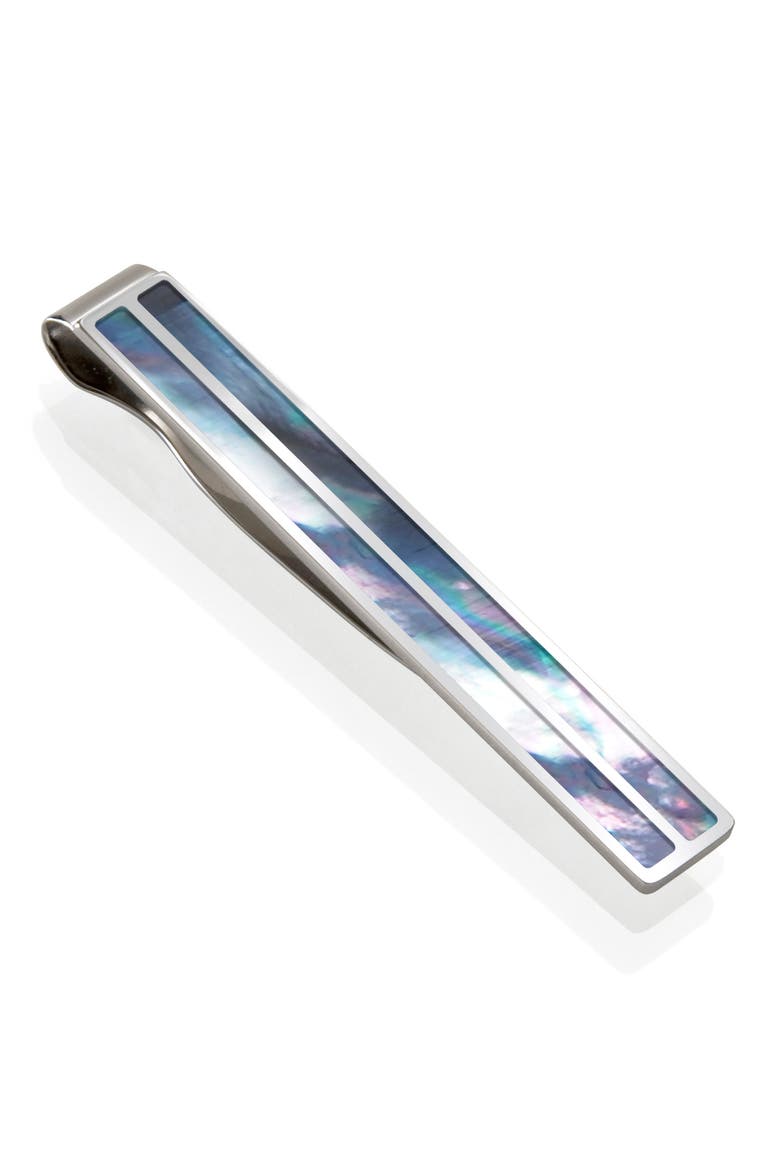 Mother-of-Pearl Tie Bar, Main, color, SILVER