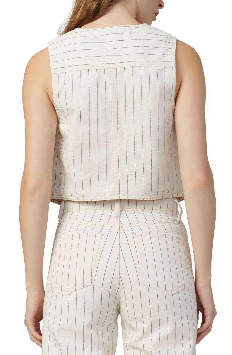 Joe's The Relaxed Stripe Stretch Cotton Crop Vest, Alternate, color, Natural Stipe