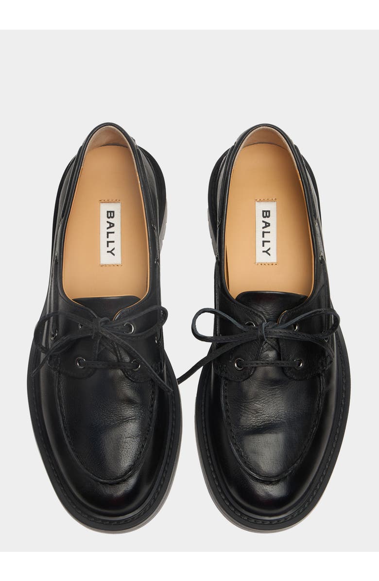 Bally B-Lug Bootie in Buffalo Leather Lined with Sheepskin, Alternate, color, Black