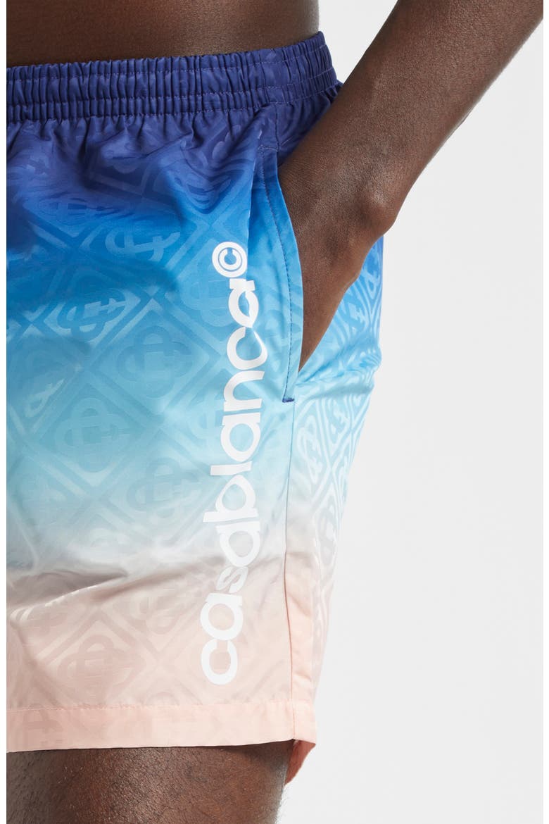 Gradient Monogram Swim Trunks, Alternate, color, BLUE GRADIENT