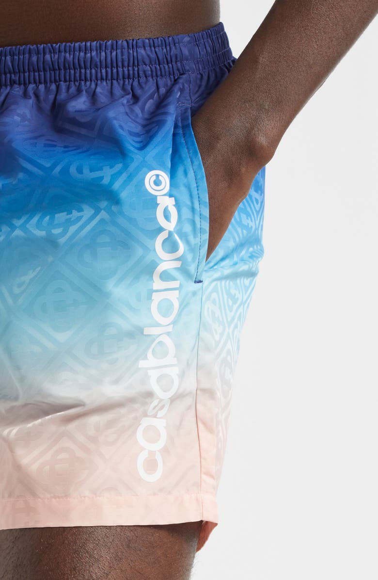 Casablanca Gradient Monogram Swim Trunks, Alternate, color, Blue Gradient