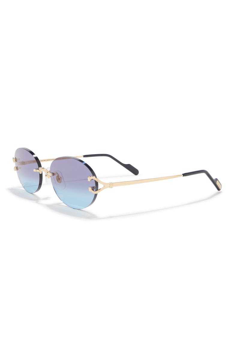 55mm Gradient Rimless Oval Sunglasses, Alternate, color, GOLD / VIOLET LENS