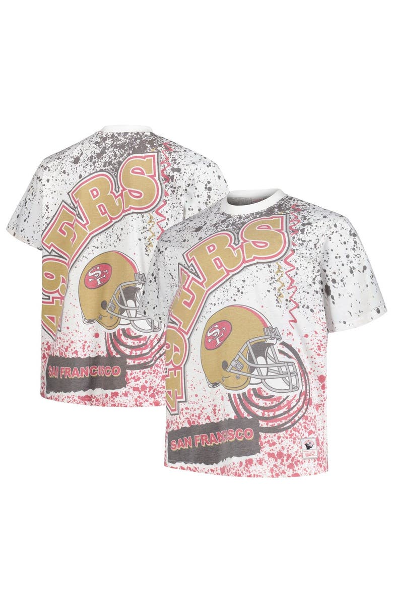 Mitchell & Ness Men's Mitchell & Ness White San Francisco 49ers Big & Tall Allover Print T-Shirt, Main, color, 