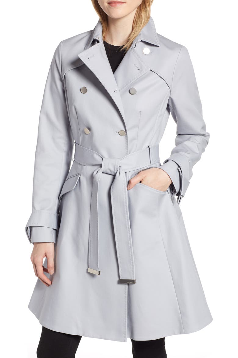 Tie Cuff Detail Trench Coat, Main, color, GREY