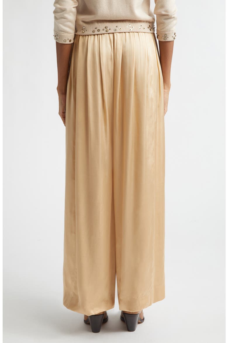 Nolia Gathered Satin Wide Leg Pants, Alternate, color, BEIGE