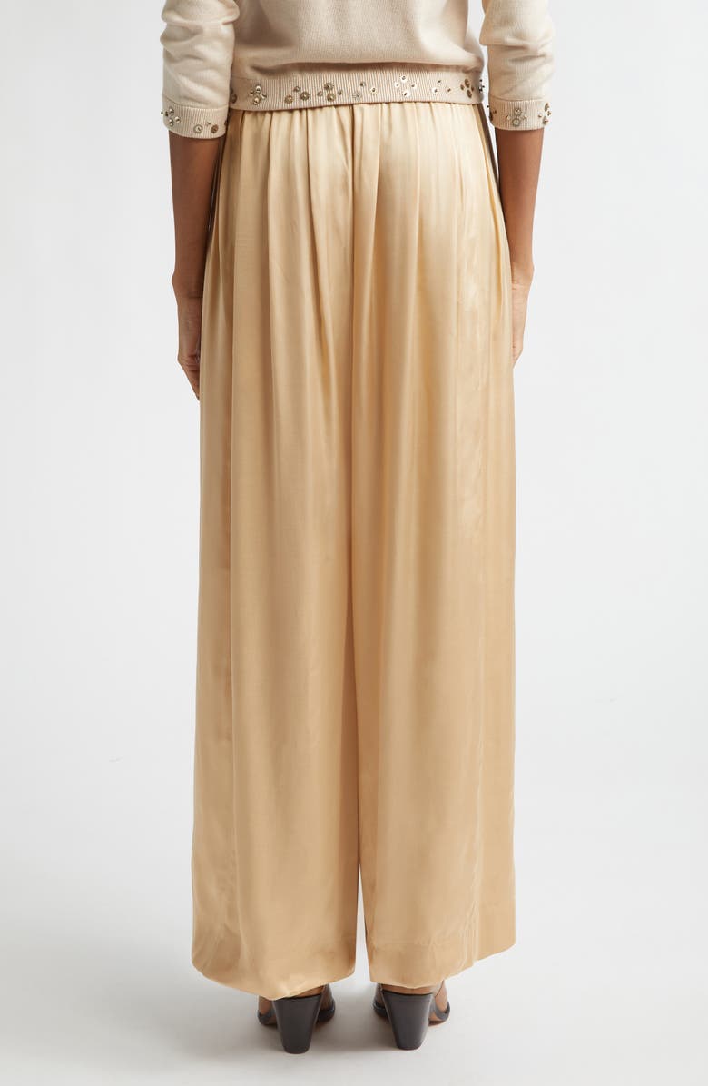 Isabel Marant Nolia Gathered Satin Wide Leg Pants, Alternate, color, Beige