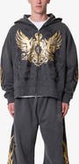 mnml Oversize Gold Foil Cotton Zip Hoodie