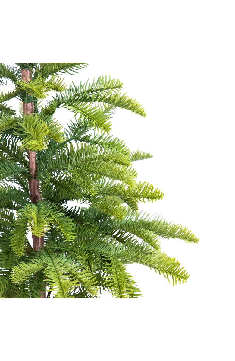 Northlight Pine Artificial Christmas Tree in Round Gingham Pot - 28" - Unlit, Alternate, color, Green