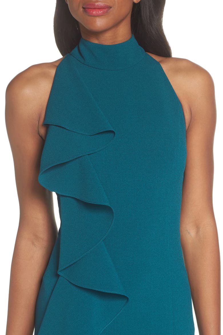 Ruffle Sheath Dress, Alternate, color, PEACOCK