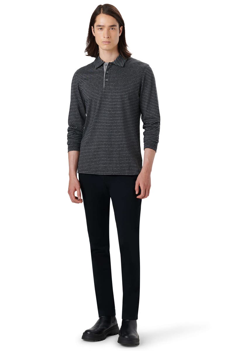 Bugatchi Stripe Cotton Long Sleeve Polo, Alternate, color, 