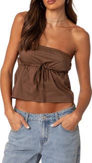 EDIKTED Reva Strapless Cotton Crop Top