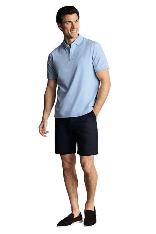 Charles Tyrwhitt Cotton Linen Shorts In Blue