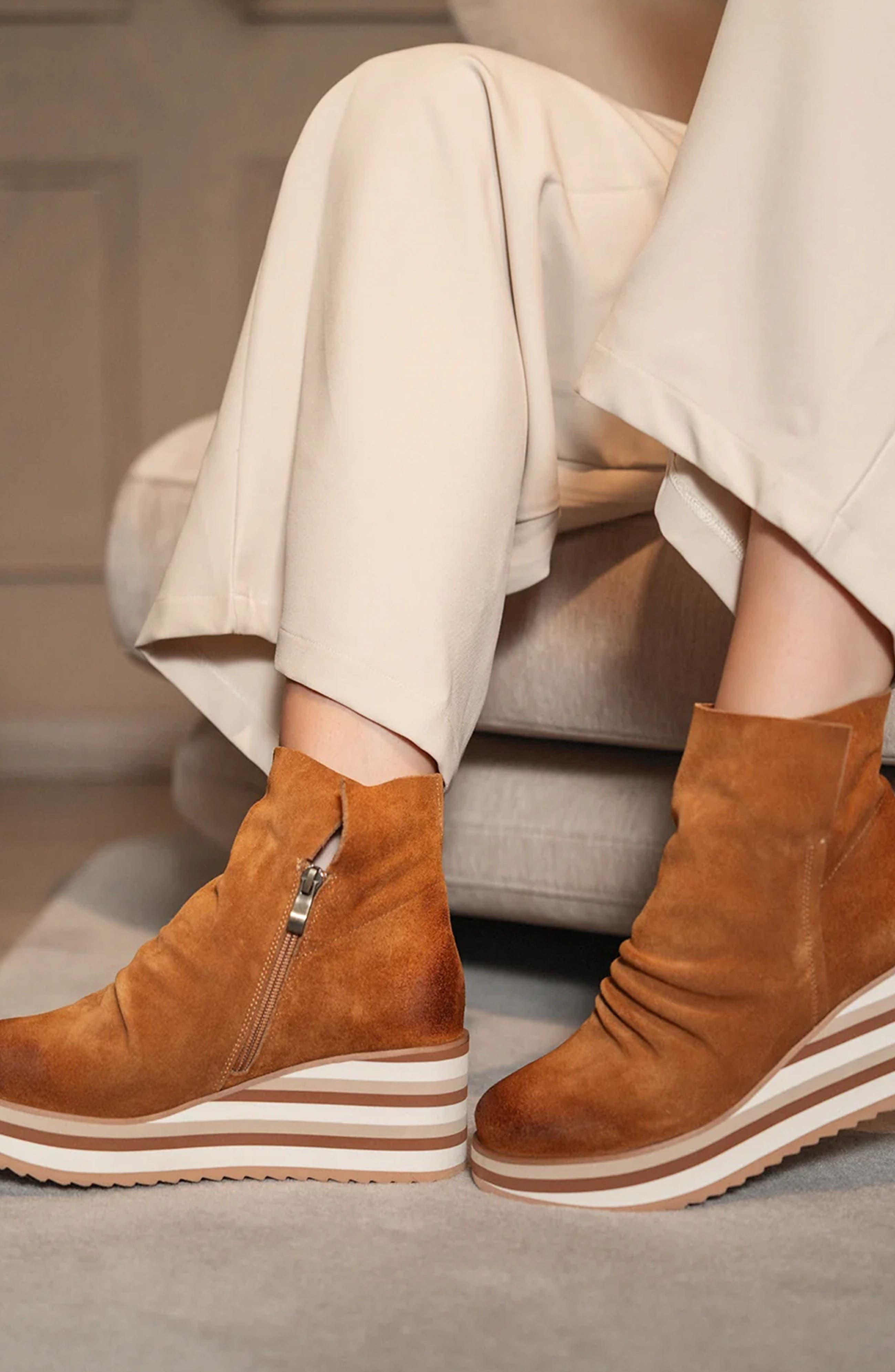ANTELOPE Kirsten Platform Wedge Boot, Alternate, color, Cognac