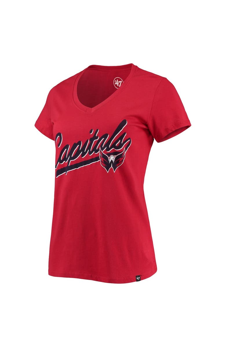 '47 Women's '47 Red Washington Capitals Script Sweep Ultra Rival V-Neck T-Shirt, Alternate, color, 