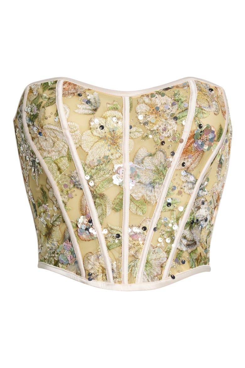 Sweetheart Embroidered Bustier, Alternate, color, CHAMPAGNE SPARKLE