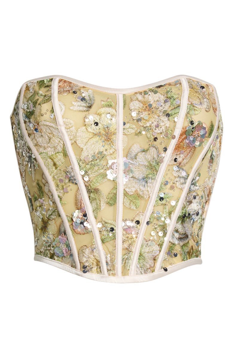KILO BRAVA Sweetheart Embroidered Bustier, Alternate, color, Champagne Sparkle