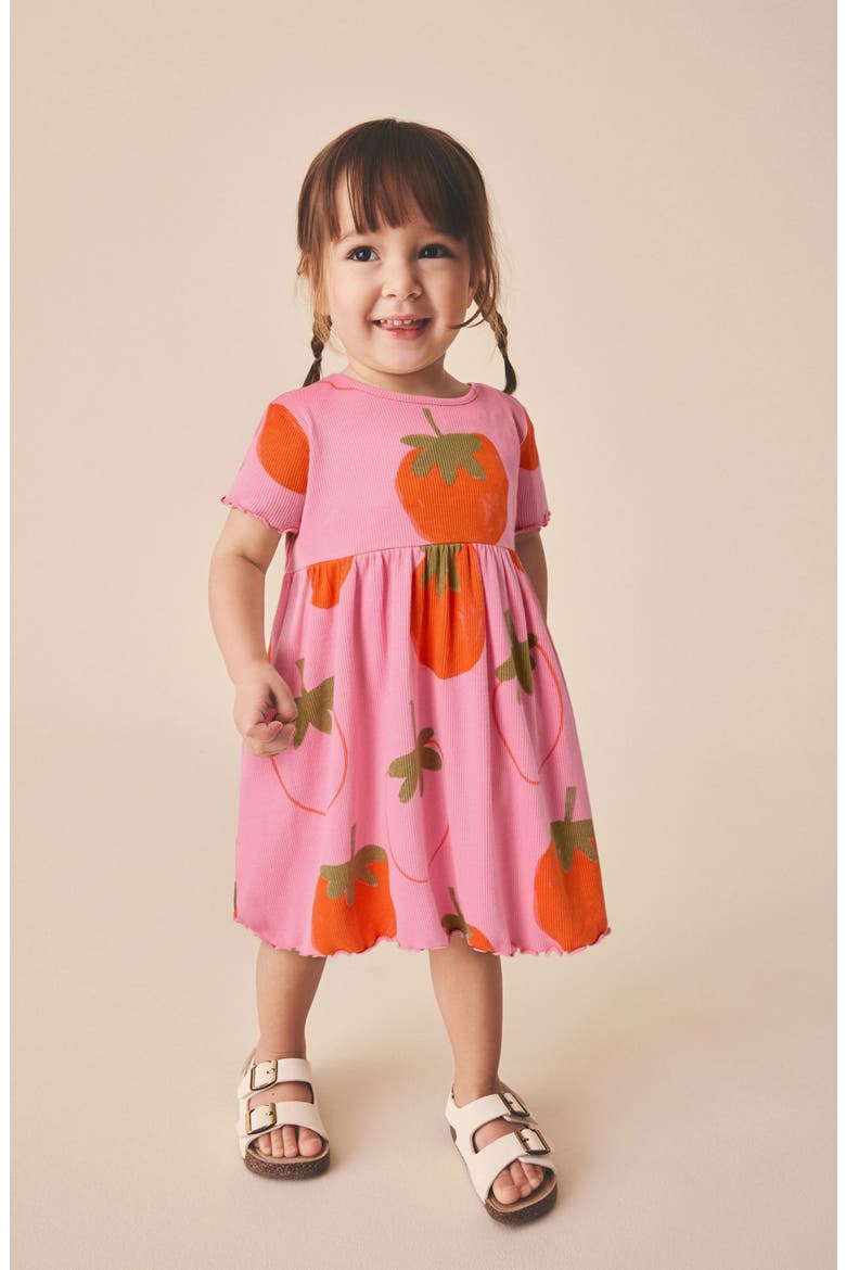 Kids' Strawberry Rib Jersey Dress, Alternate, color, PINK