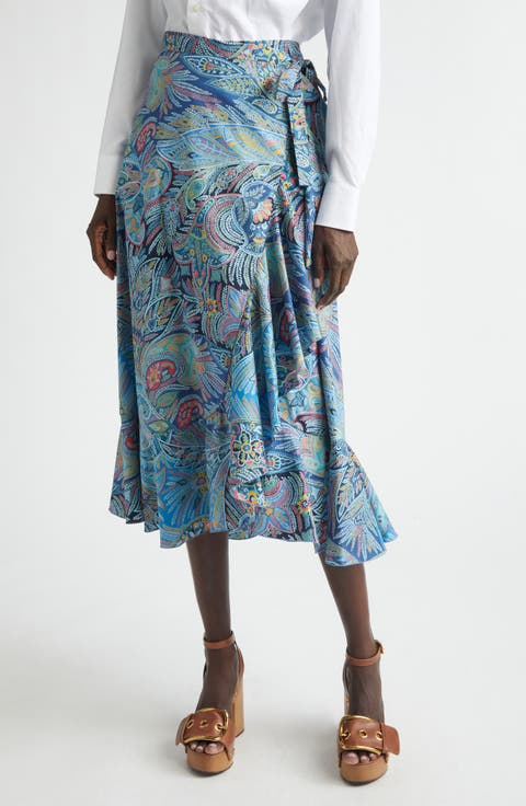 Paisley Print Wrap Skirt