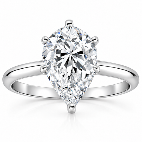 3CT Platinum Pear Shaped Diamond 6-Prong Solitaire Engagement Ring Lab Grown