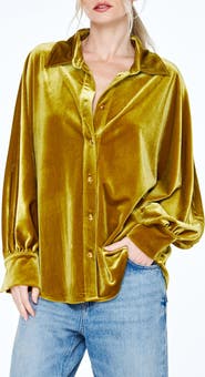 CIEBON Amira Oversized Stretch Velvet Shirt