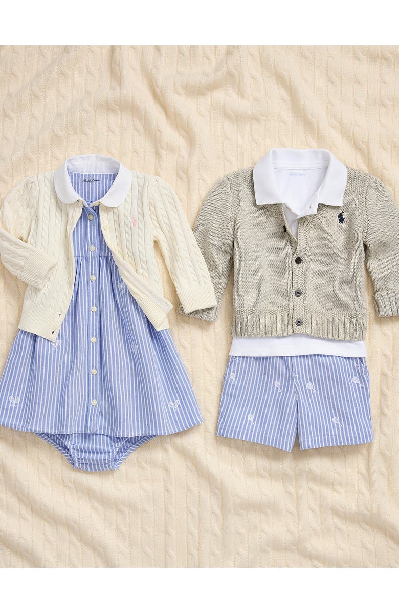 Ralph Lauren Cotton Mini Cable Cardigan, Alternate, color, Warm White