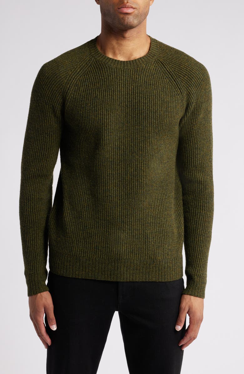 Schott NYC Ribbed Wool Blend Sweater, Main, color, Moss