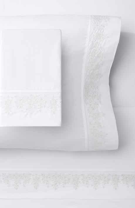 MELANGE HOME Percale Cotton Baby's Breath Embroidery Sheet Set - Queen