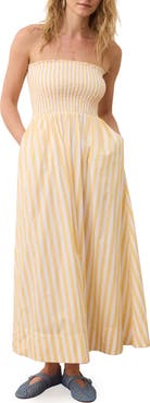 Marine Layer Sutton Stripe Smocked Pima Cotton Maxi Sundress
