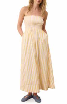 Marine Layer Sutton Stripe Smocked Pima Cotton Maxi Sundress