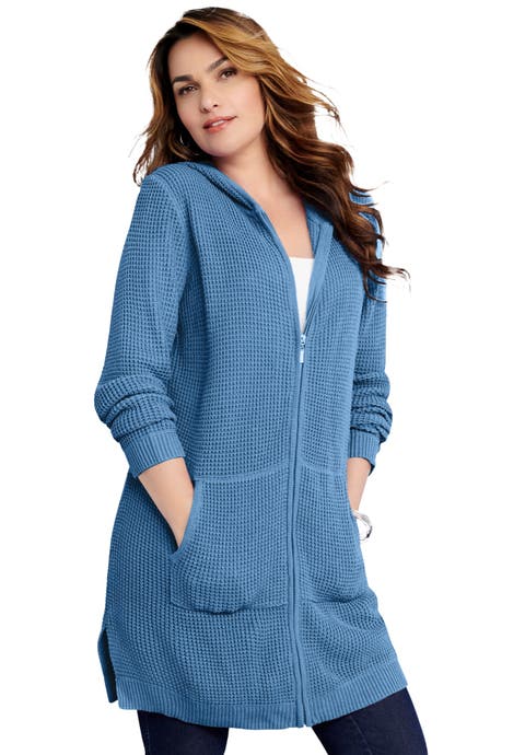 Waffle Mega Length Zip Hoodie (Plus)