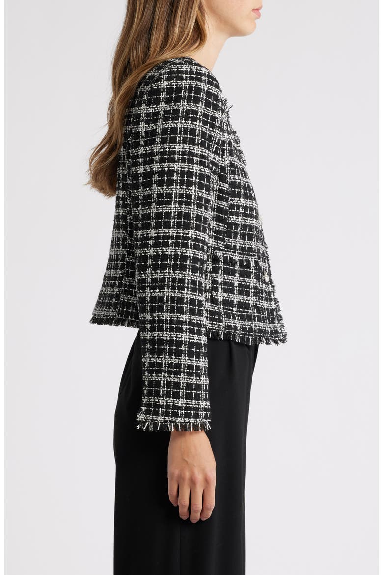 Bouclé Crop Jacket, Alternate, color, BLACK IVOR