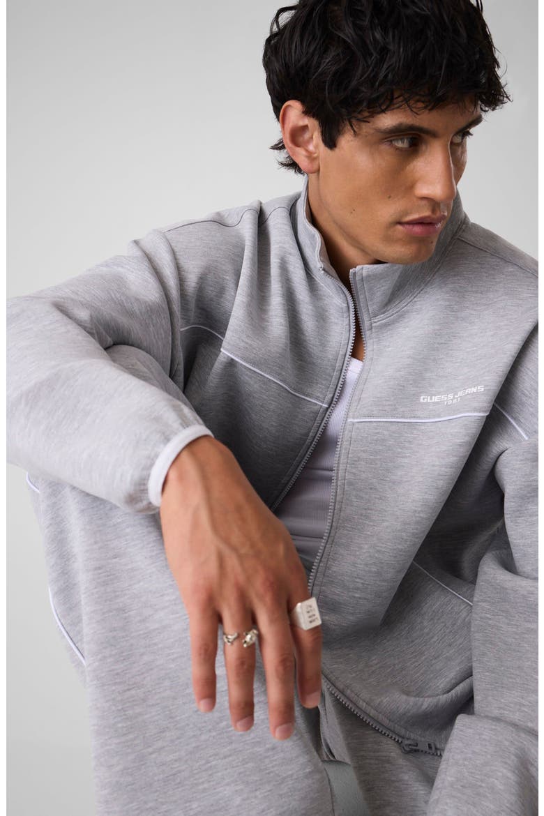 Oversized Scuba Full Zip Sweatshirt, Alternate, color, LIGHT GREY